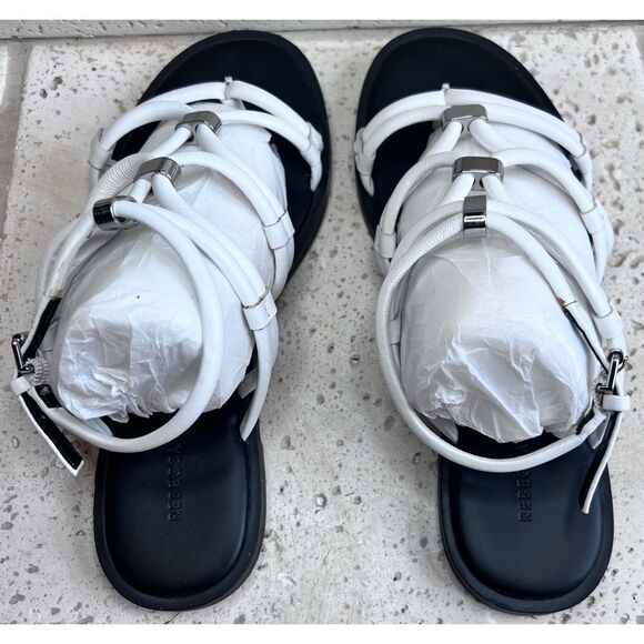 Rebecca Minkoff Sarle White Leather Strappy Sandals Flats Size 7 - Picture 6 of 15